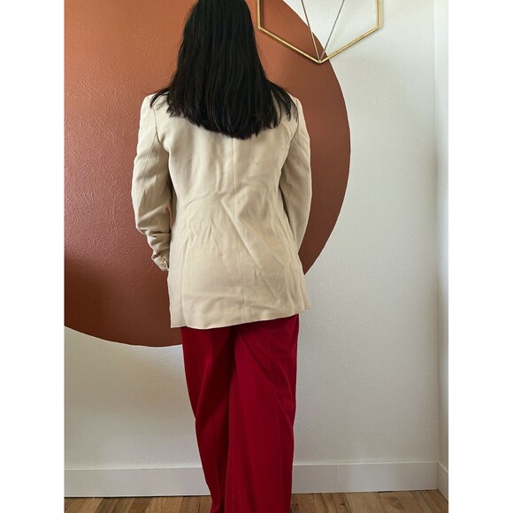 vtg 90s Emanuel ungaro Designer beige minimalist classic button blazer size 2 - Picture 7 of 12